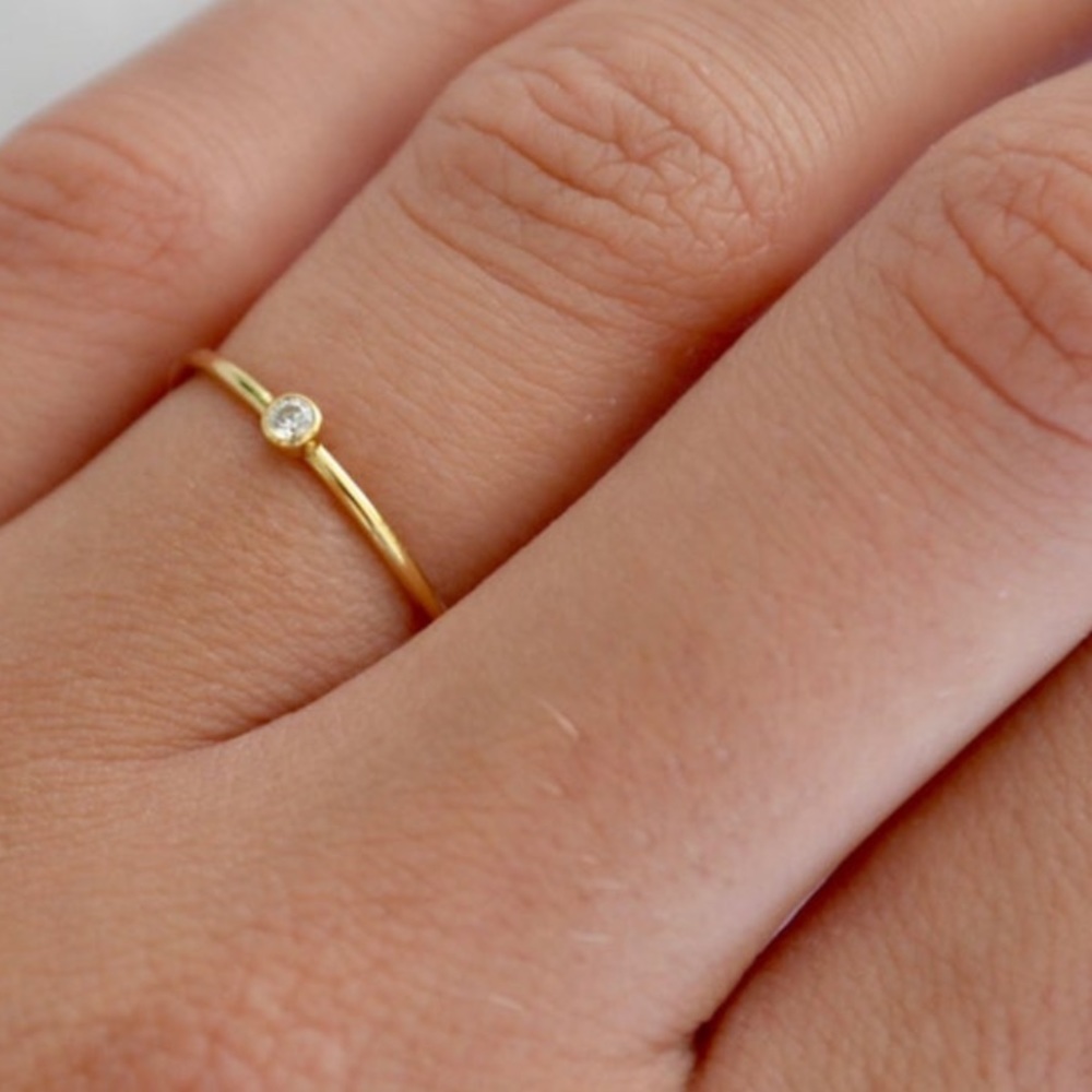 Gold Filled Dainty Minimalist Bezel Solitaire Ring